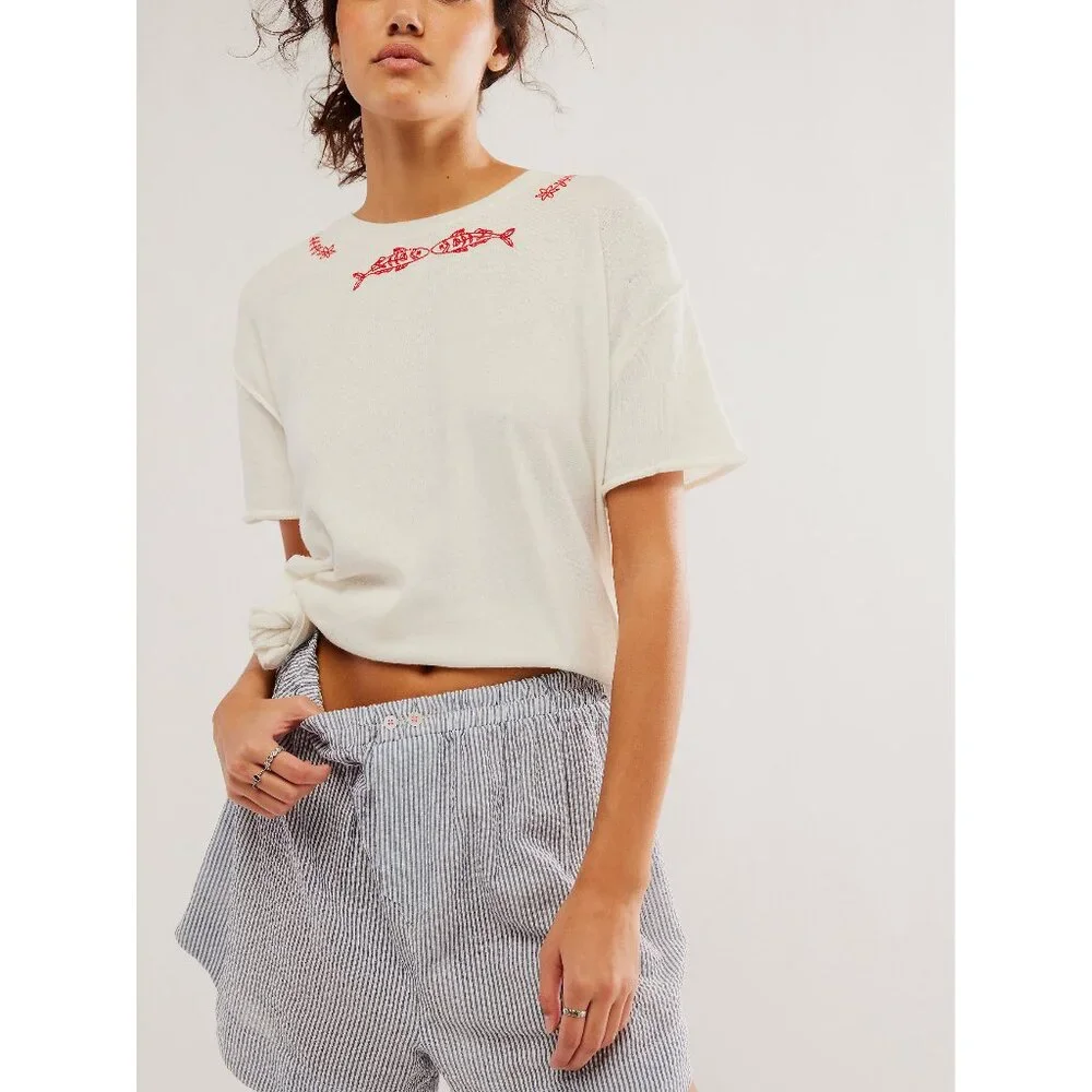 NWT FREE PEOPLE Cloud Nine Boxer / Navy Stripe - Picture 2 of 7